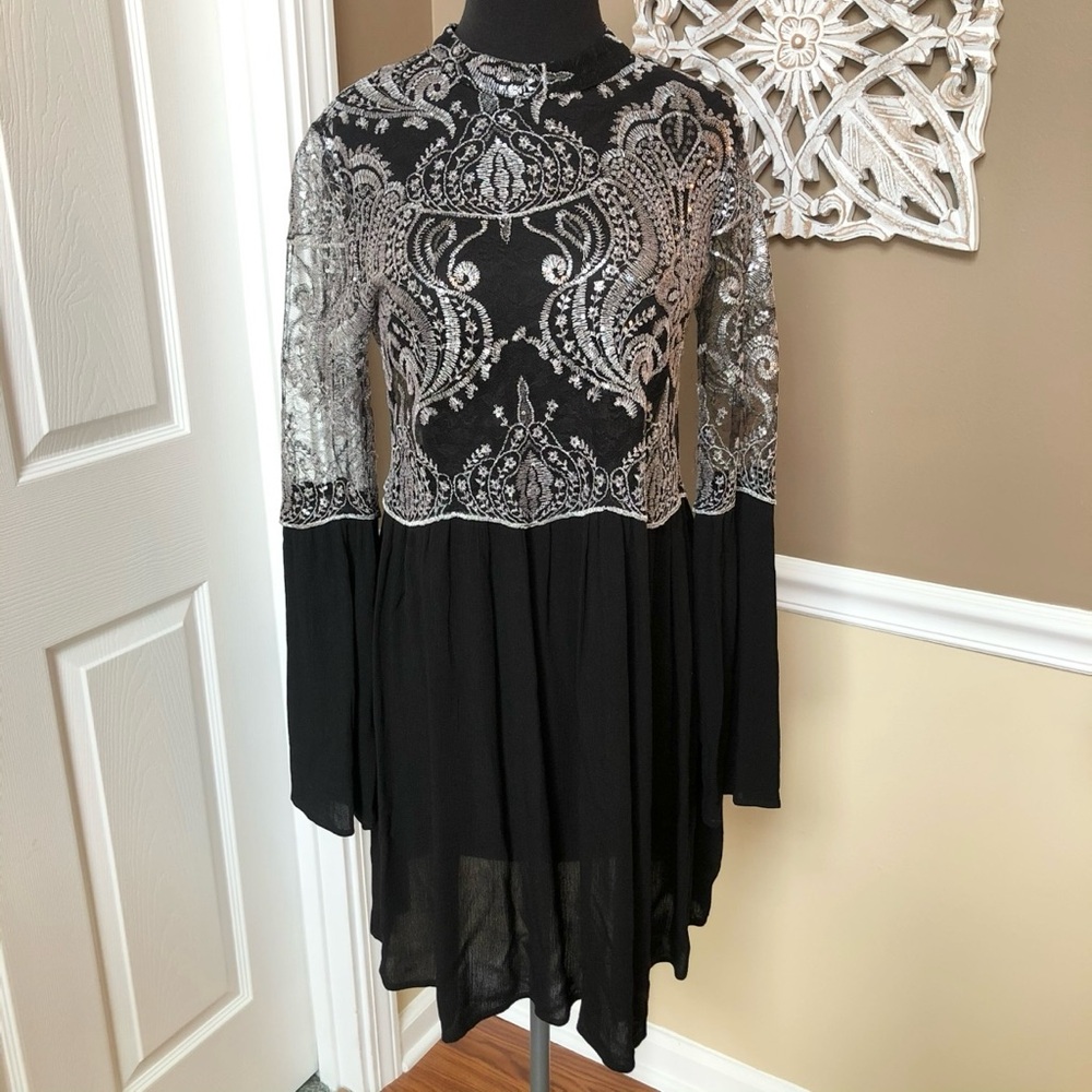 Altar'd State Lace Embroidered Mesh Mini Dress